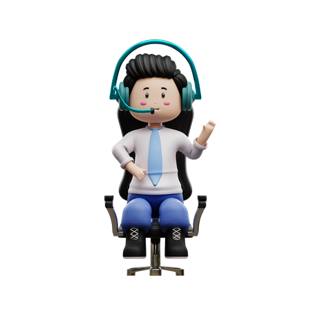 Junge Studentin hört Musik  3D Icon