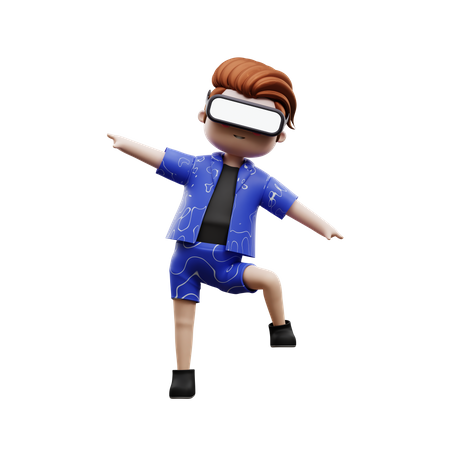 Junge tanzt mit Meta  3D Illustration