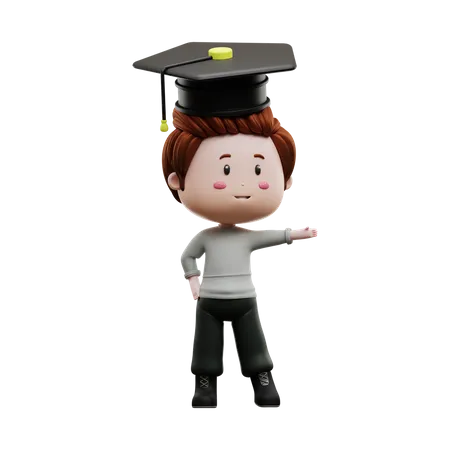 Junge trägt Graduierung Hut  3D Illustration