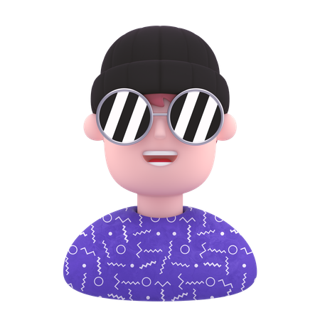 Junge mit Sonnenbrille  3D Illustration