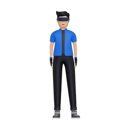 Junge der vr headset trägt  3D Illustration