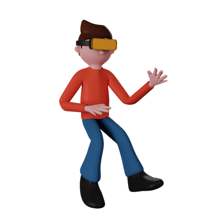 Junge der vr headset trägt  3D Illustration