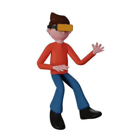 Junge der vr headset trägt  3D Illustration