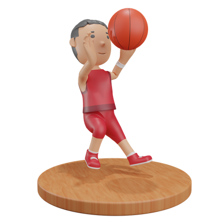 Junge beim Basketballspielen  3D Illustration