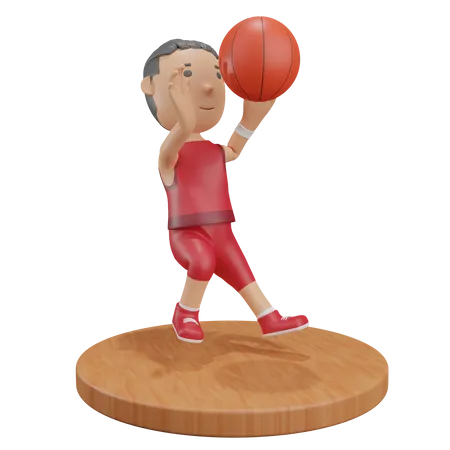 Junge beim Basketballspielen  3D Illustration