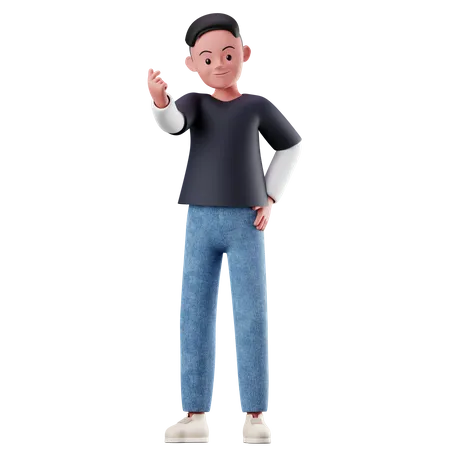 Junge zeigt auf sich selbst Geste  3D Illustration