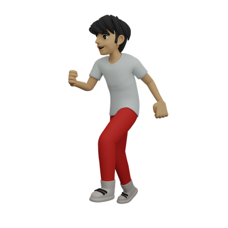 Junge zeigt Gehpose  3D Illustration