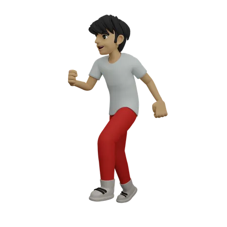 Junge zeigt Gehpose  3D Illustration