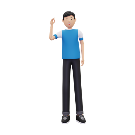 Junge zeigt nette Geste pose  3D Illustration
