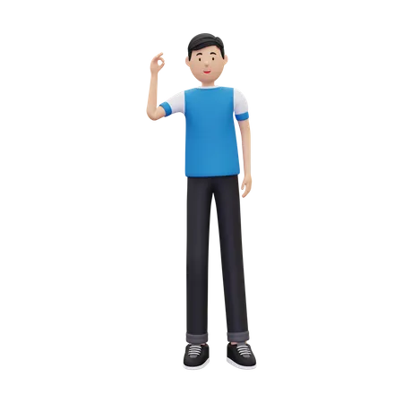 Junge zeigt nette Geste pose  3D Illustration