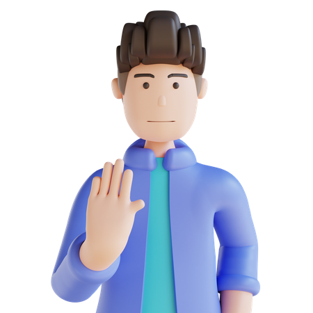 Junge zeigt Stop-Handbewegung  3D Icon