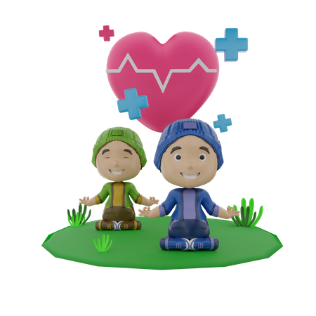 Jungen meditieren am Weltgesundheitstag  3D Illustration