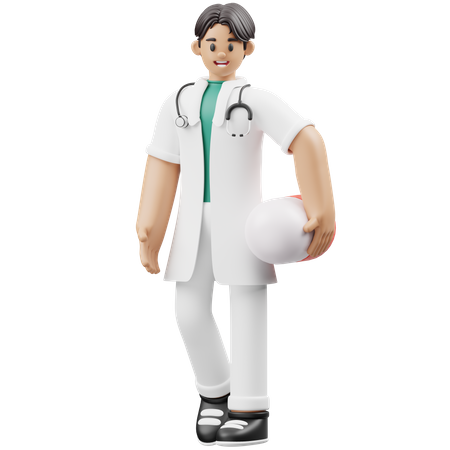 Junger Arzt bringt Medizin  3D Icon