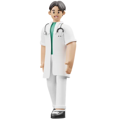 Junger Arzt zu Fuß  3D Illustration