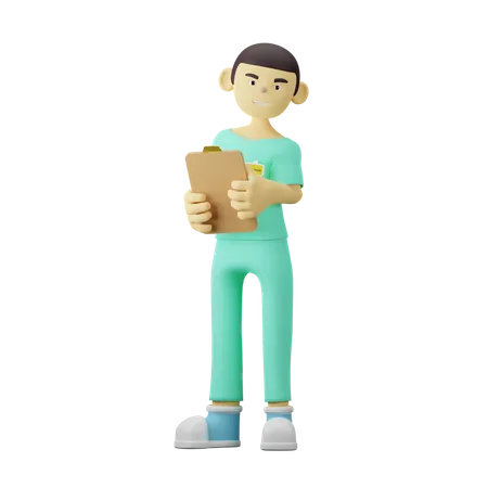 Junger Arzt mit Krankenbericht  3D Illustration