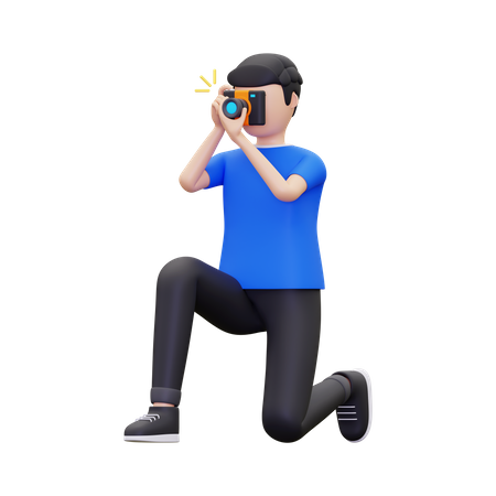 Junger Fotograf macht Fotos von etwas  3D Icon