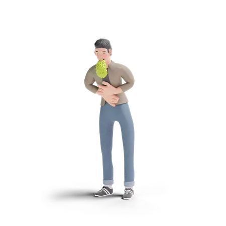 Junger Mann beim Erbrechen  3D Logo