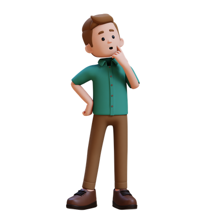 Junger Mann in Denkpose  3D Illustration