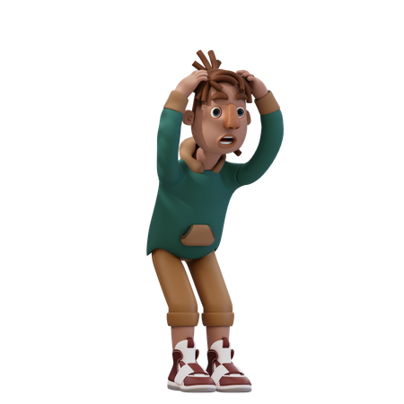 Junger Mann in schockierter Pose  3D Illustration