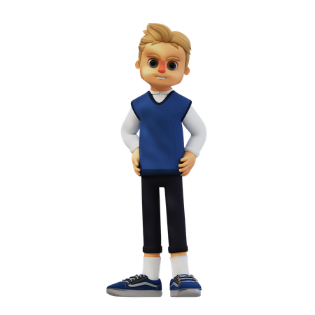 Junger Mann in selbstbewusster Pose  3D Illustration