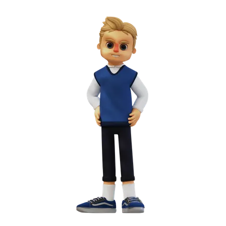 Junger Mann in selbstbewusster Pose  3D Illustration