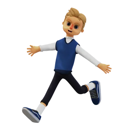 Junger Mann in Springpose  3D Illustration