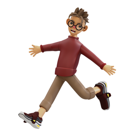 Junger Mann in Springpose  3D Illustration