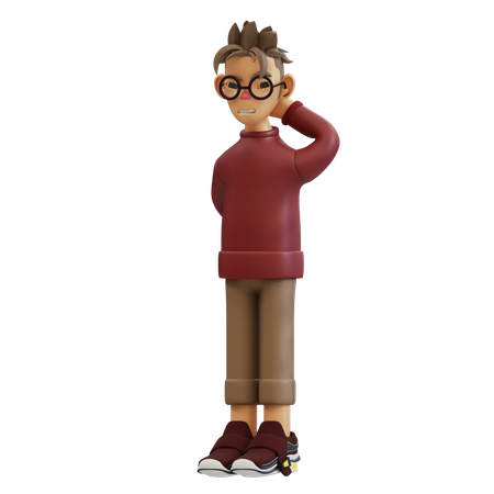 Junger Mann in verlegener Pose  3D Illustration