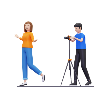 Junger Mann macht Model-Fotoshooting  3D Icon