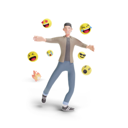 Junger Mann mit Emoji  3D Icon