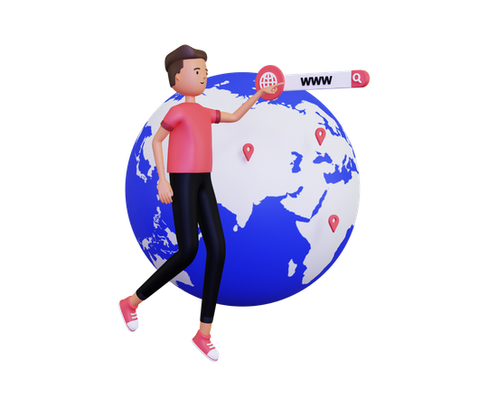 Junger Mann Surfen im Internet  3D Illustration