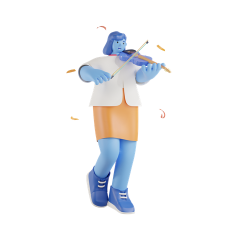Junges Mädchen spielt Geige in party  3D Icon