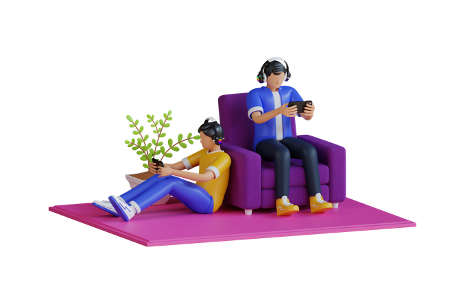 Jungs spielen Online-Spiel  3D Icon