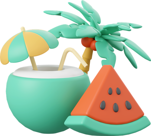 Jus de noix de coco  3D Illustration