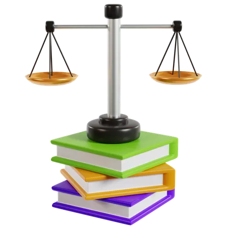 Justice Scale on Law Books  3D Icon