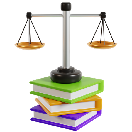 Justice Scale on Law Books  3D Icon