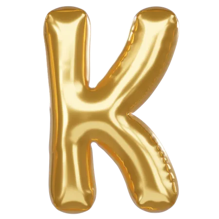 K Alphabet 3 D Illustration In Golden Balloon Style 3D Icon