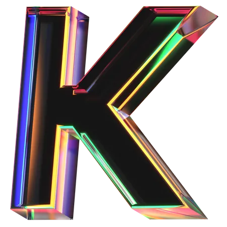 3 D Icon Of A Glass Letter K 3D Icon