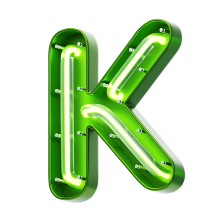K Letter Shape Neon Text  3D Icon