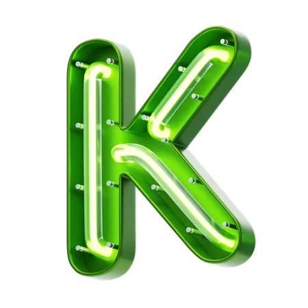 K Letter Shape Neon Text  3D Icon