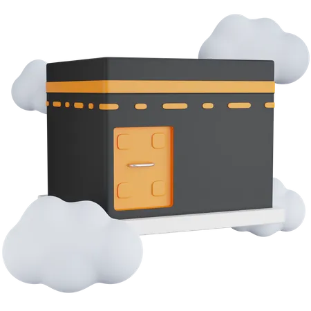 3 D Icon Illustration Kaaba In With Some Clouds 3D Icon