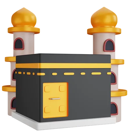 3 D Icon Illustration Kaaba With Two Towers Mosque 3D Icon