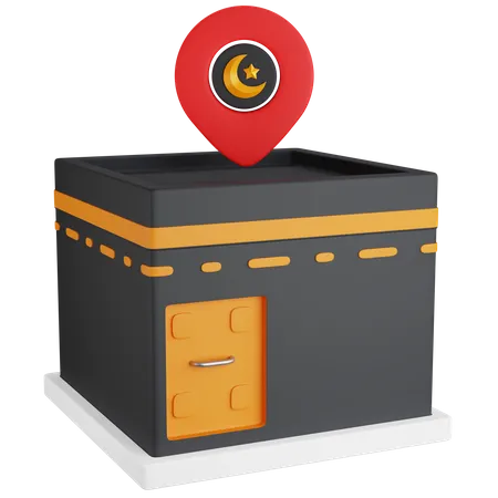 3 D Icon Illustration Kaaba With Pinpointer 3D Icon