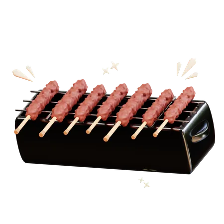Barbacoa de kabab  3D Illustration