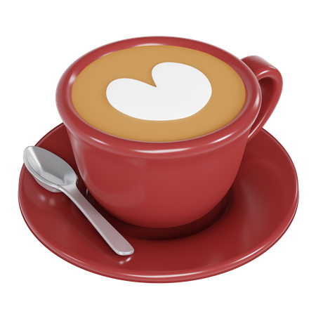 Kaffee Latte in Tasse  3D Illustration