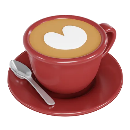 Kaffee Latte in Tasse  3D Illustration