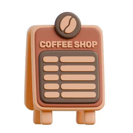 Kaffee-Menütafel  3D Illustration