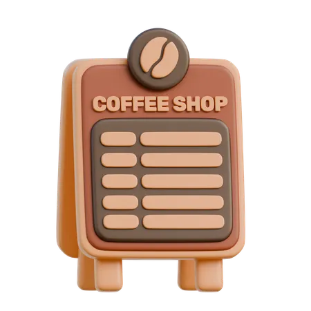 Kaffee-Menütafel  3D Illustration