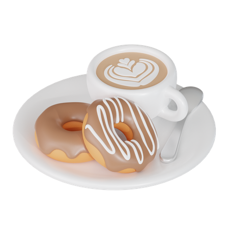 Kaffee mit Donut  3D Icon