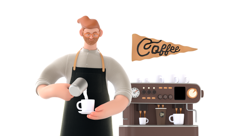 Kaffeemaschine macht Kaffee  3D Illustration